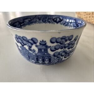 1916 Buffalo Pottery China Blue & White Antique Bowl
